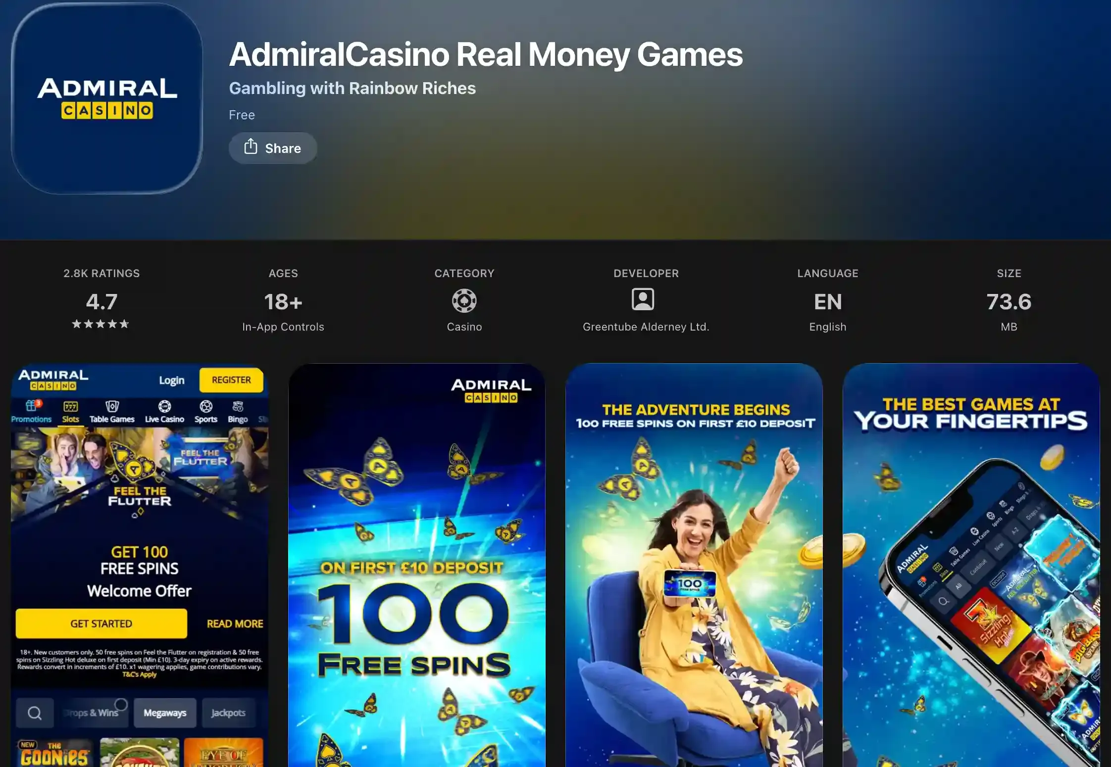 Admiral Casino app screenshot.webp