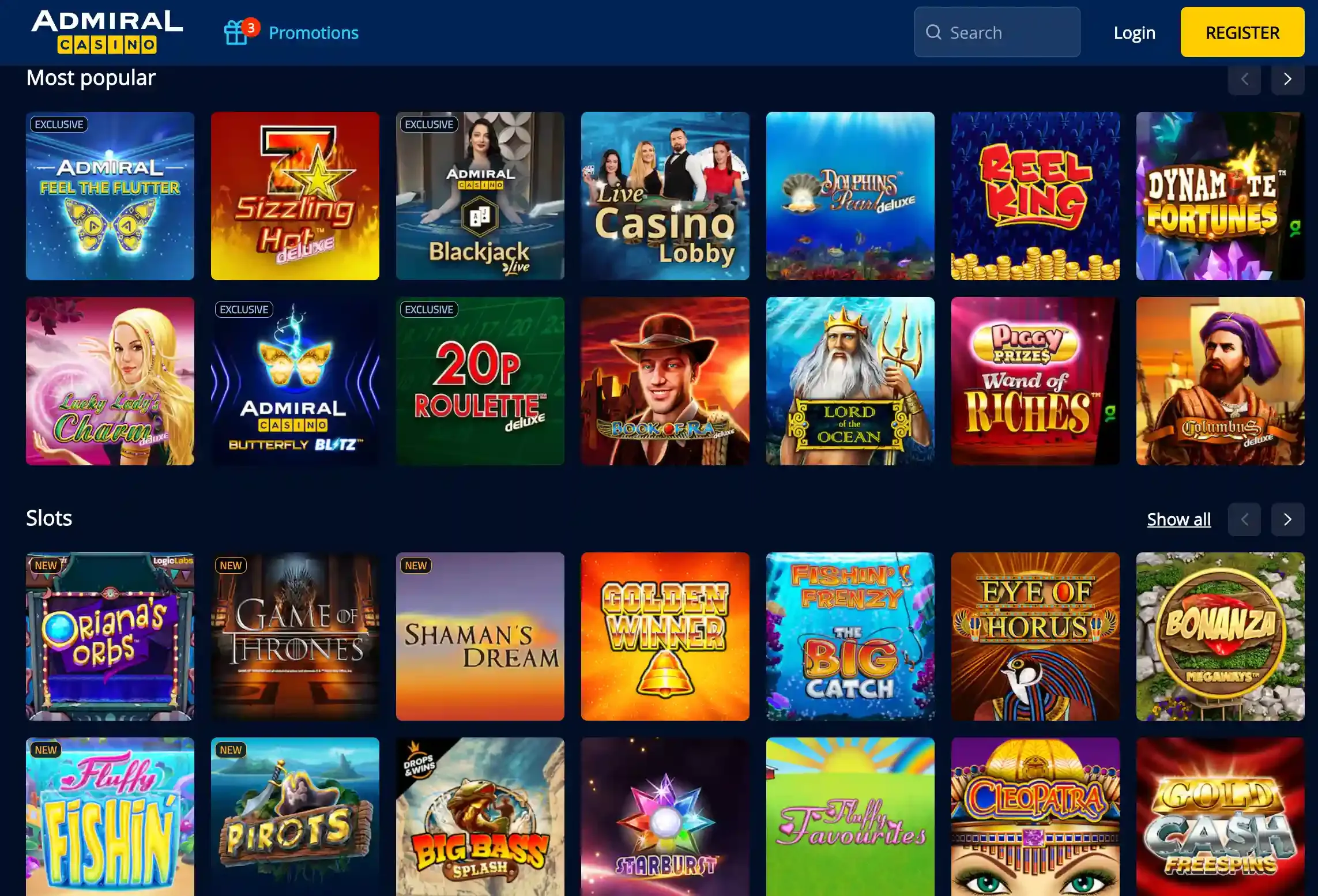 Admiral Casino games screenshot.webp