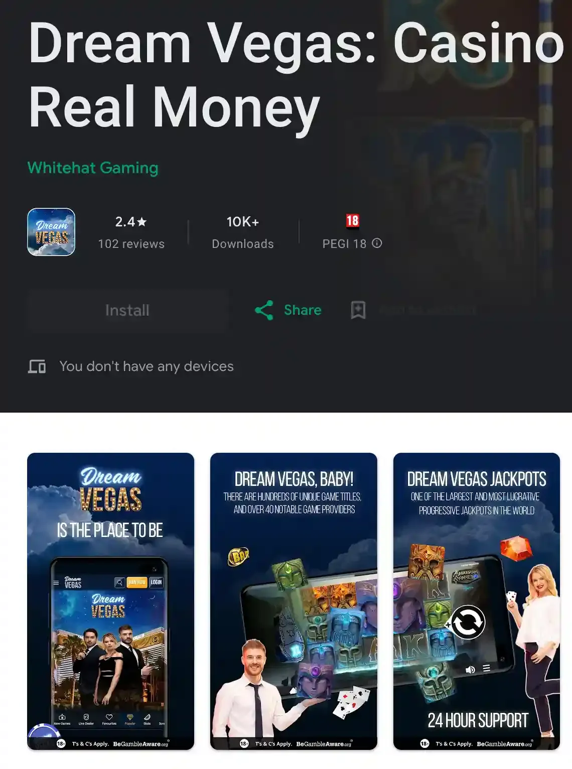 Dream Vegas Google Play app screenshot.webp