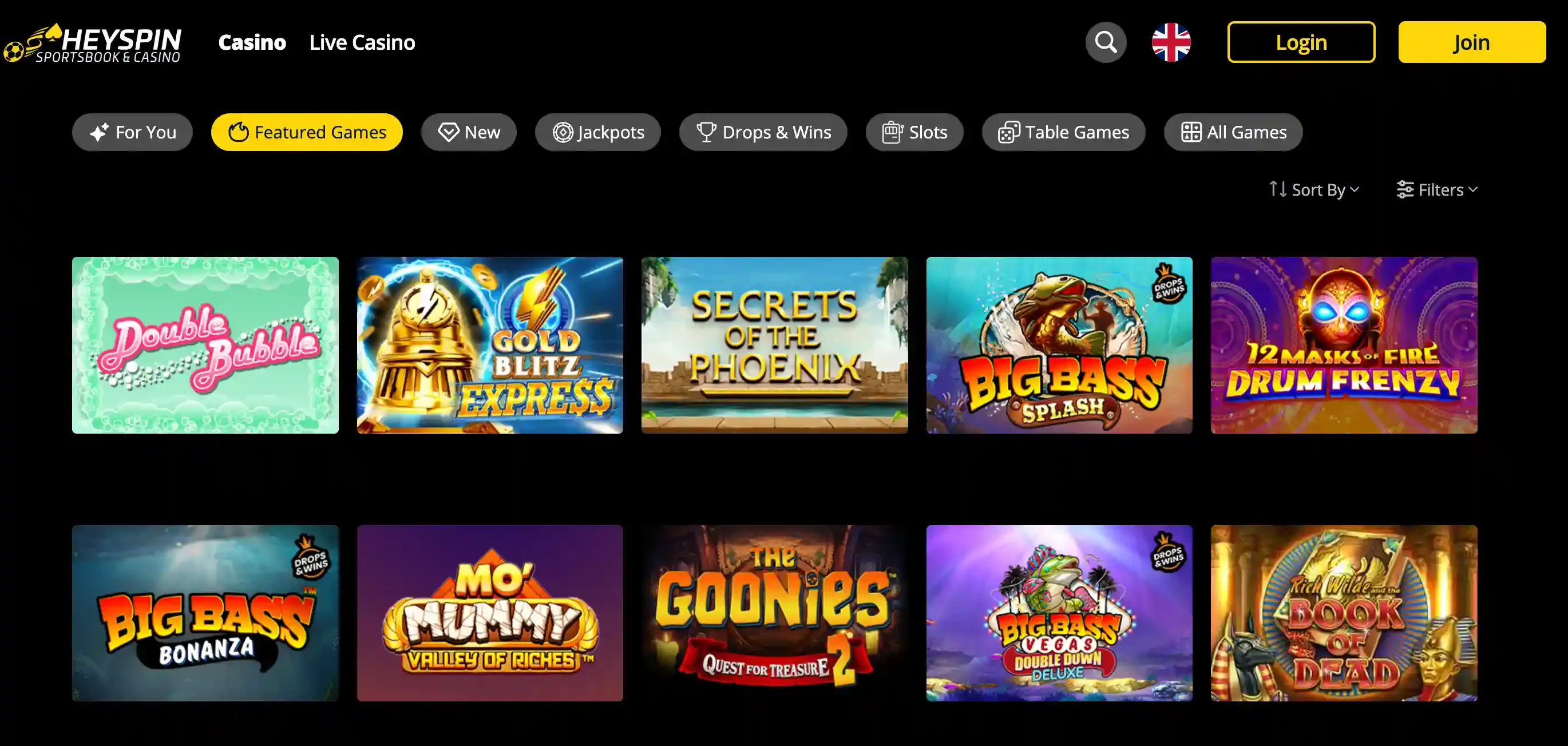 Heyspin games screenshot.webp