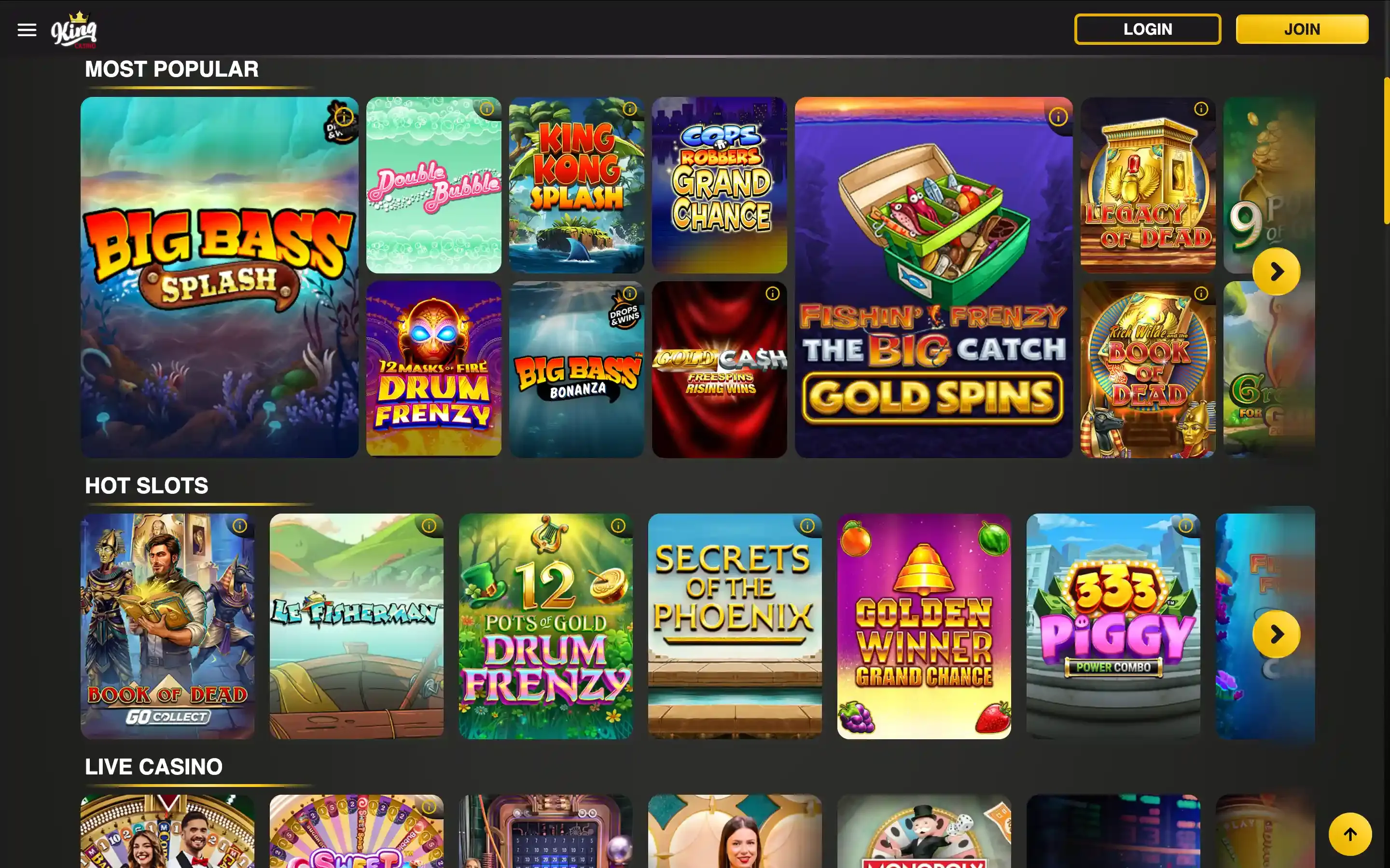 King Casino games screenshot.webp