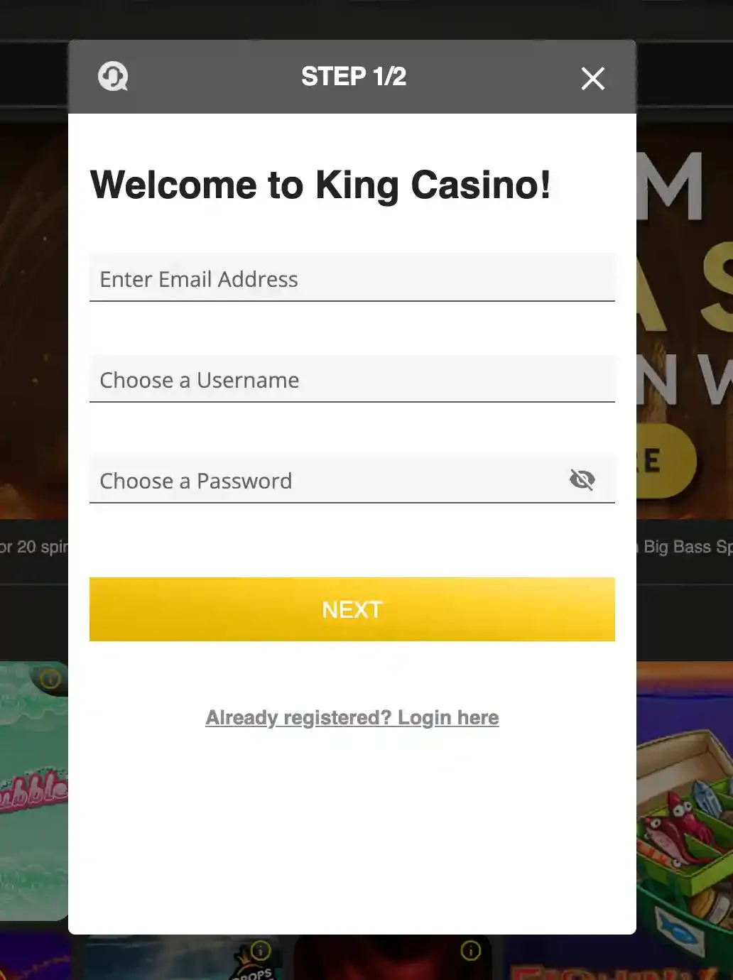 King Casino join screenshot.webp