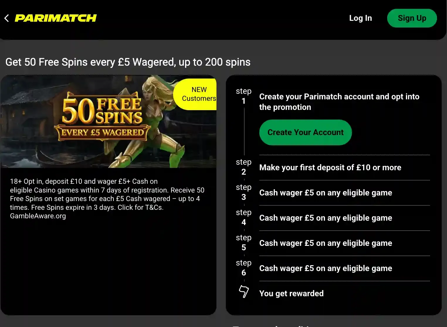 Parimatch welcome offer screenshot.webp