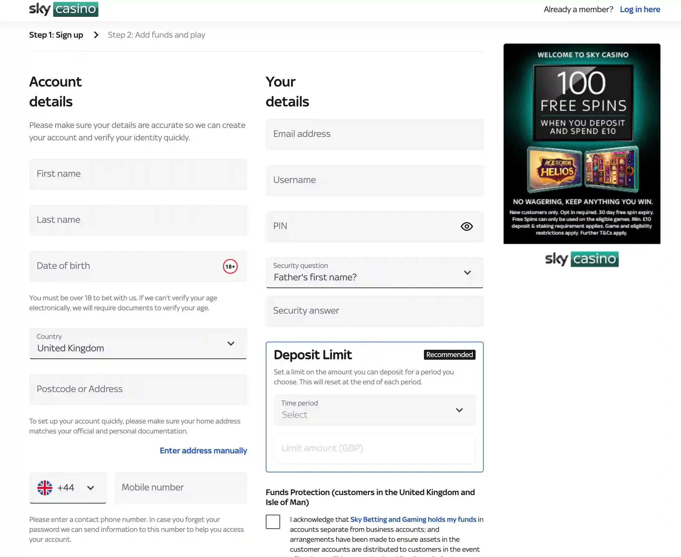 Sky Casino join screenshot.webp